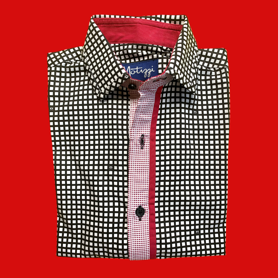 Camisa blanco, negro y rojo