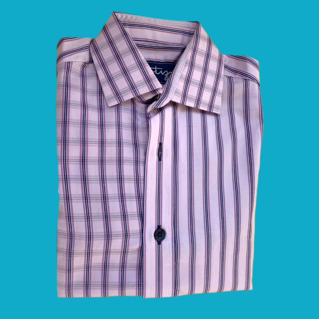 Camisa rayas y cuadros lila