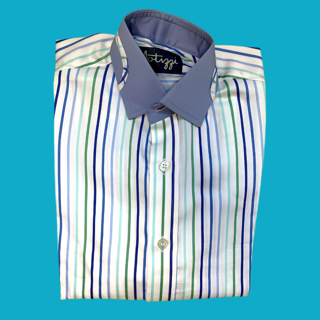 Camisa rayitas celestes y verdes