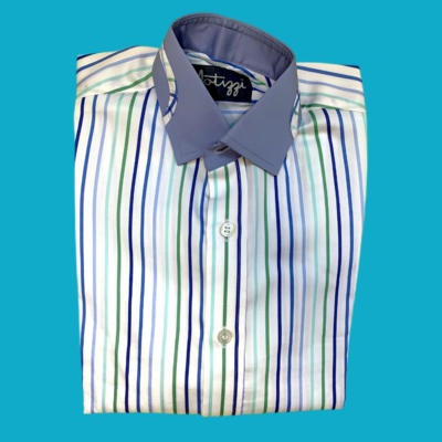 Camisa rayitas celestes y verdes