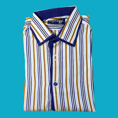 Camisa rayas azules y khaki