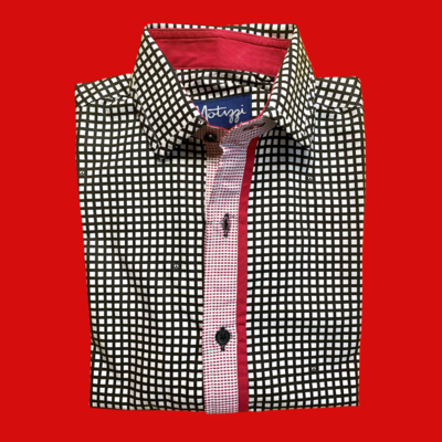 Camisa blanco, negro y rojo