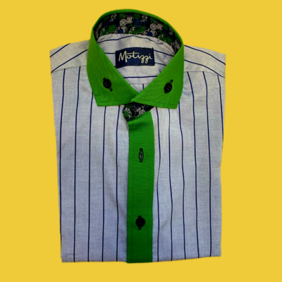 Camisa jeans detalles verdes