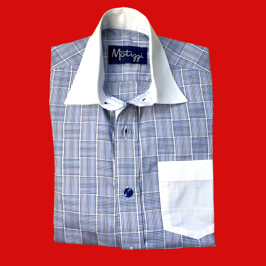 Camisa blanco y azul