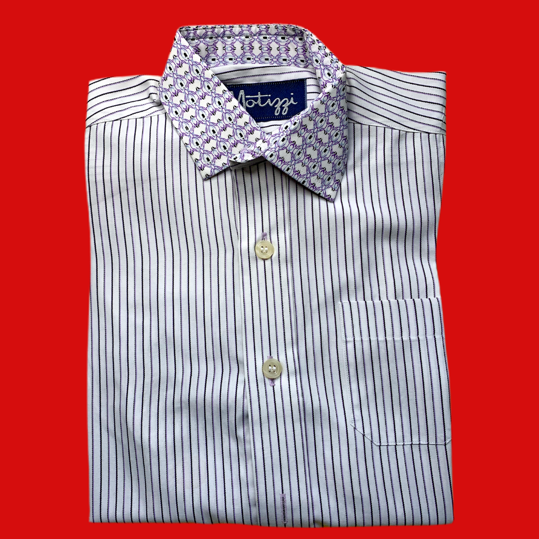 Camisa rayitas lila y negro