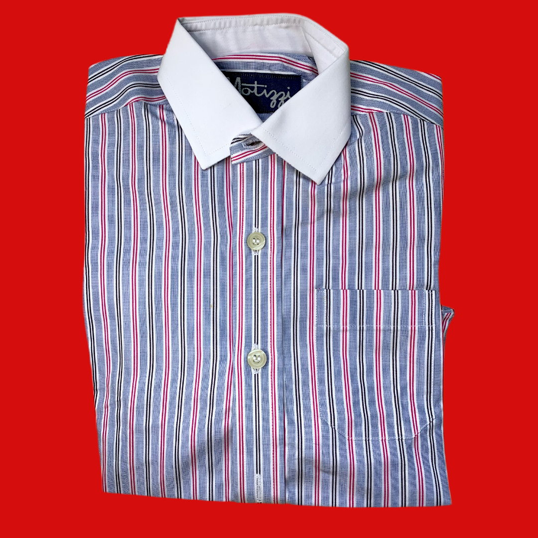 Camisa rayitas azul y fucsia