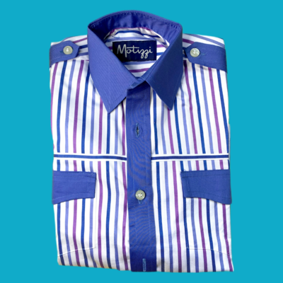 Camisa rayas azul y lila