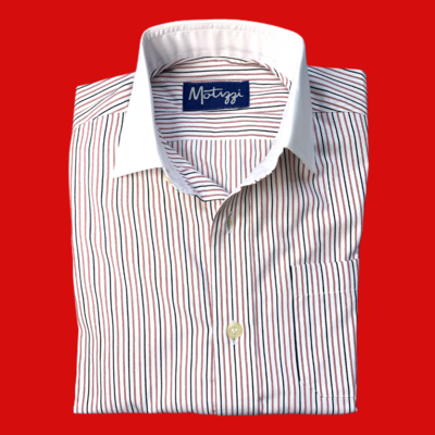 Camisa rayitas negro y salmón