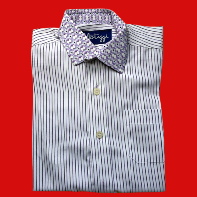 Camisa rayitas lila y negro