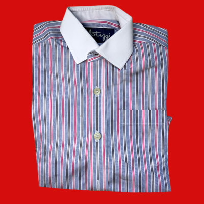 Camisa rayitas azul y fucsia