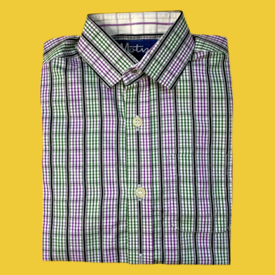 Camisa cuadros morado, negro, verde