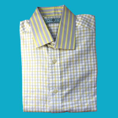 Camisa cuadros amarillo y gris