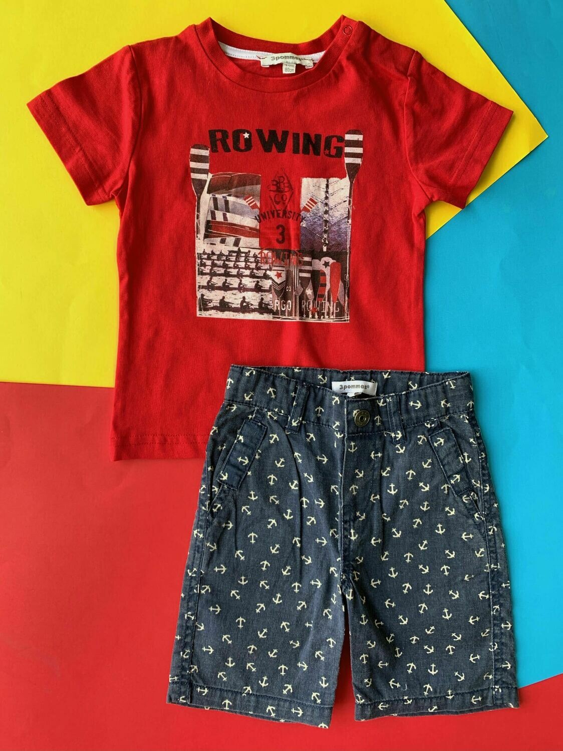Set berm anclas tshirt rojo