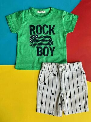 Set short pinstripe tshirt verde
