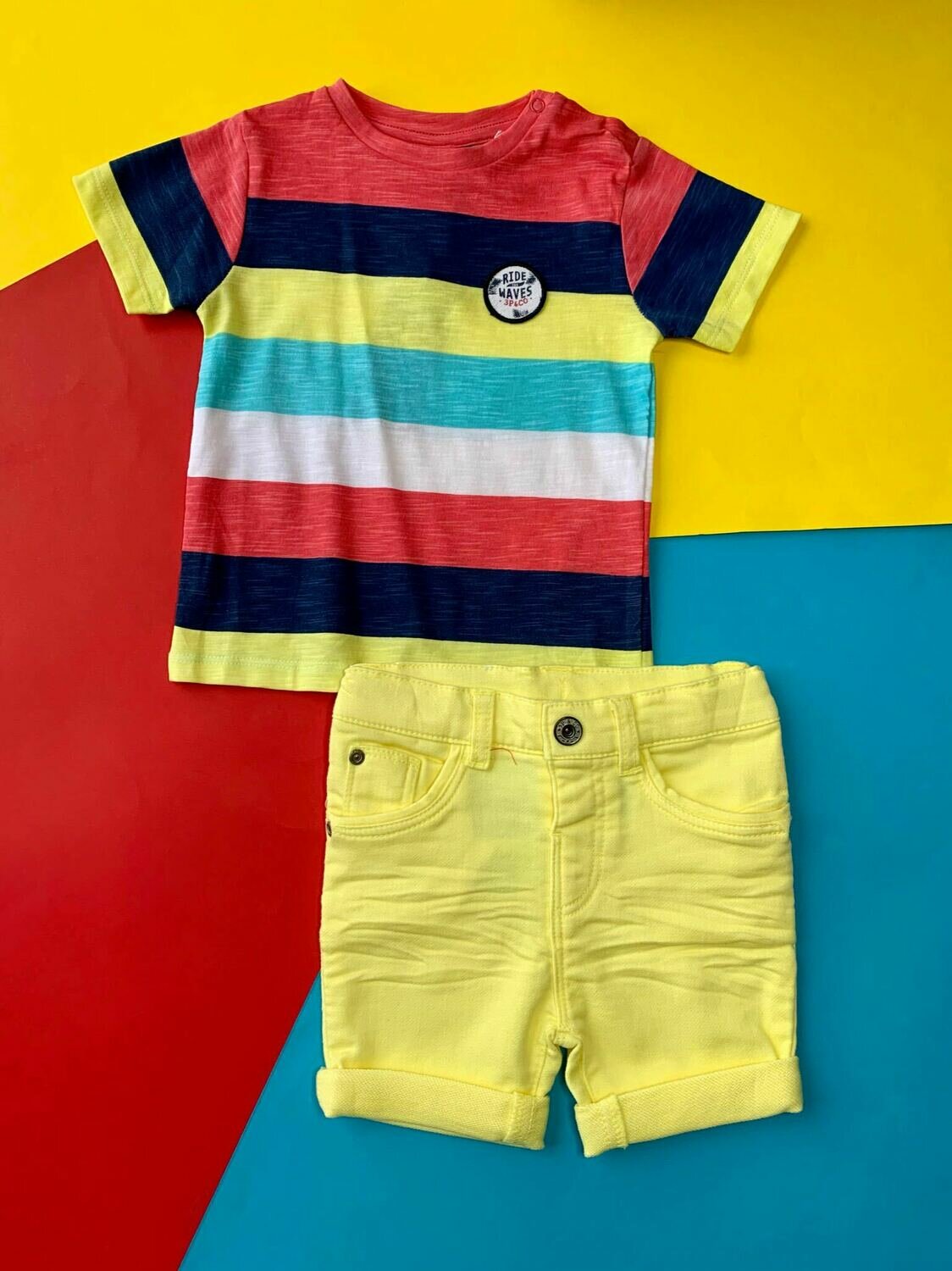 Set berm amarillo franjas Multicolor