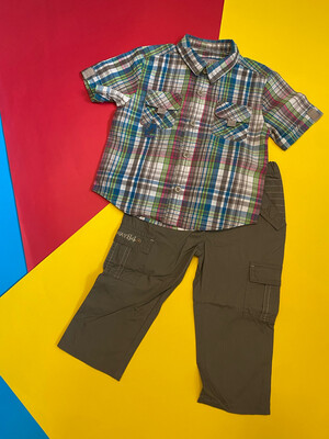 Set Pant Olivo Camisa Cuadros