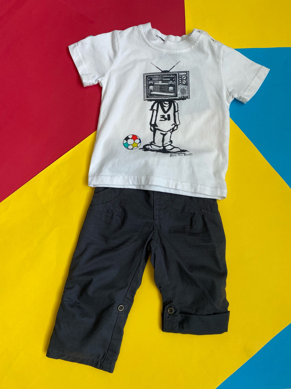 Set pant gris tshirt Soccer TV