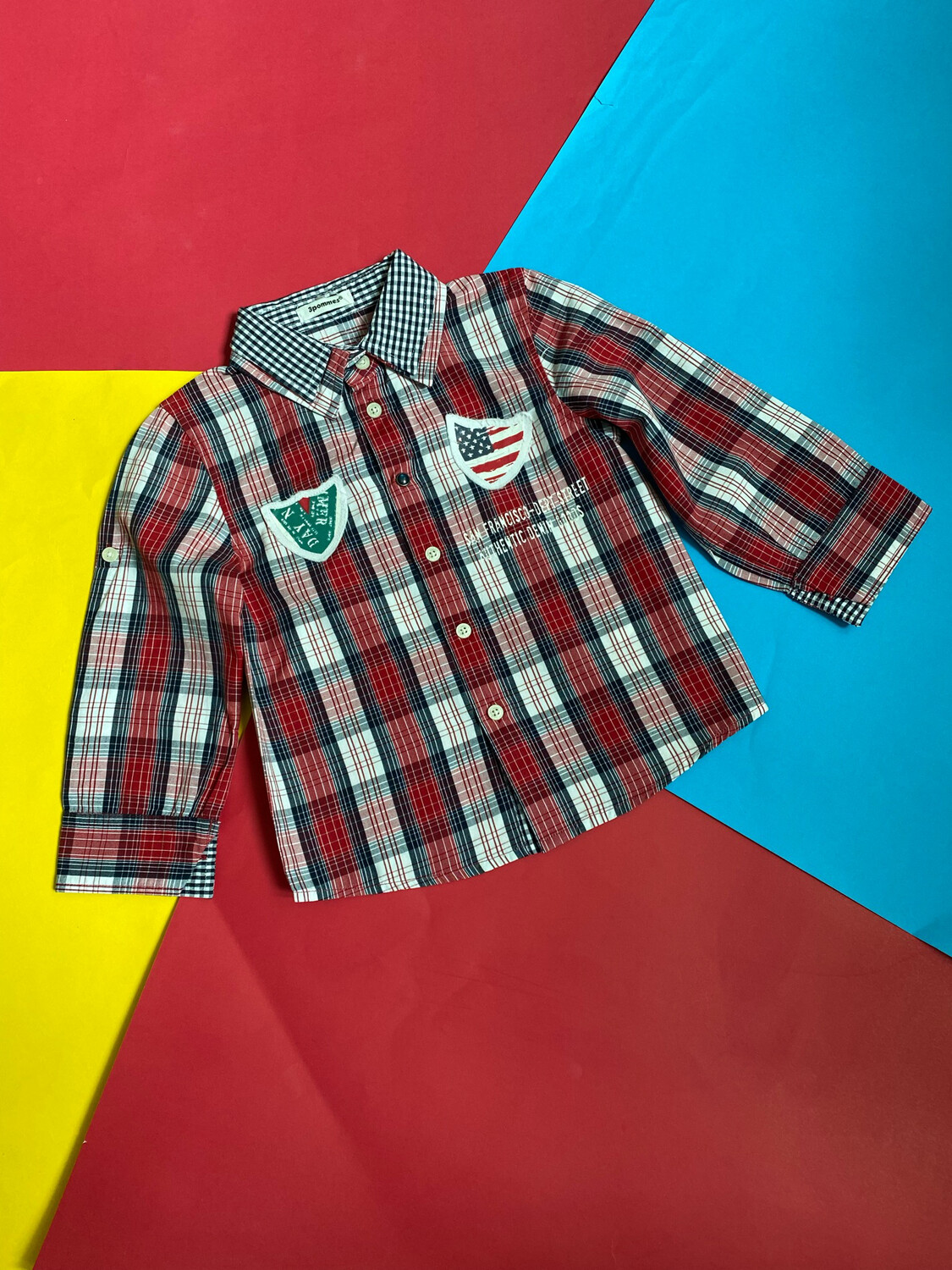 Camisa plaid navy rojo ML