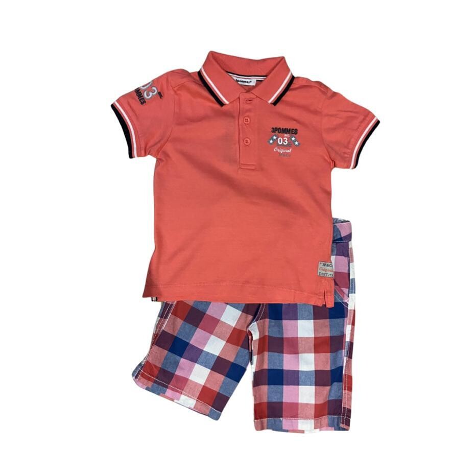 Set berm cuadros polo naranja