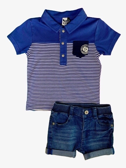 Set berm denim polo Mini Pocket