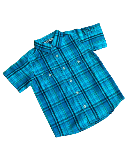Camisa Plaid aqua MC