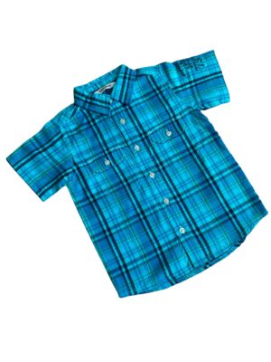 Camisa Plaid aqua MC