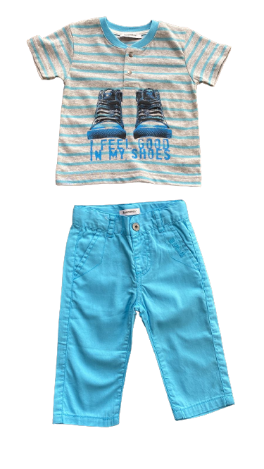 Set pant celeste tshirt Sneakers