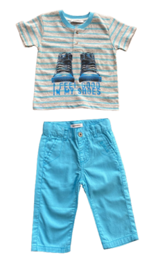 Set pant celeste tshirt Sneakers