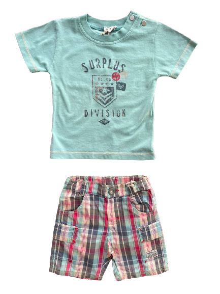 Set short plaid tshirt verde