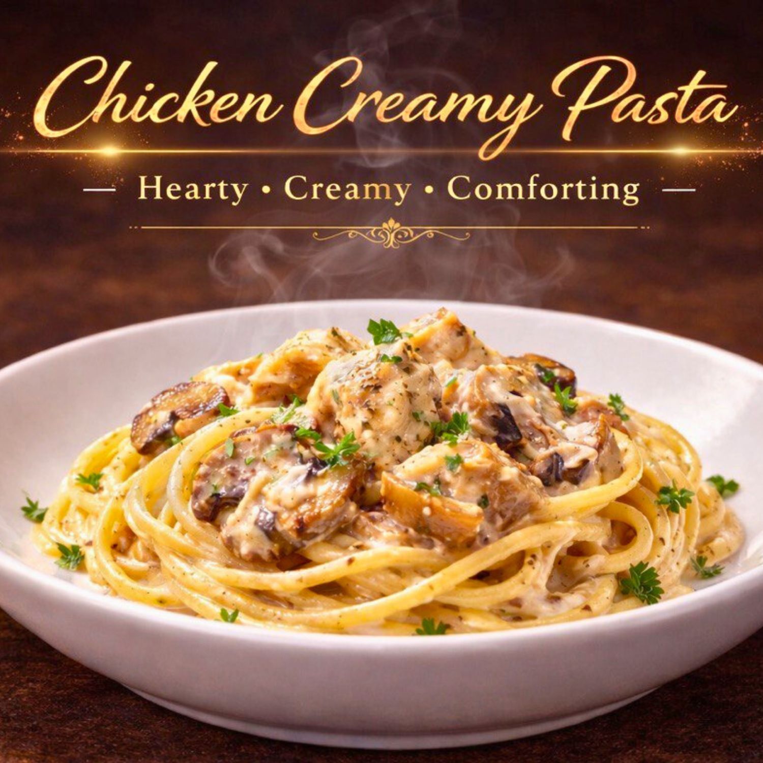 CREAMY CHICKEN AND MUSHROOM PASTA