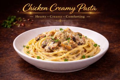 CREAMY CHICKEN AND MUSHROOM PASTA