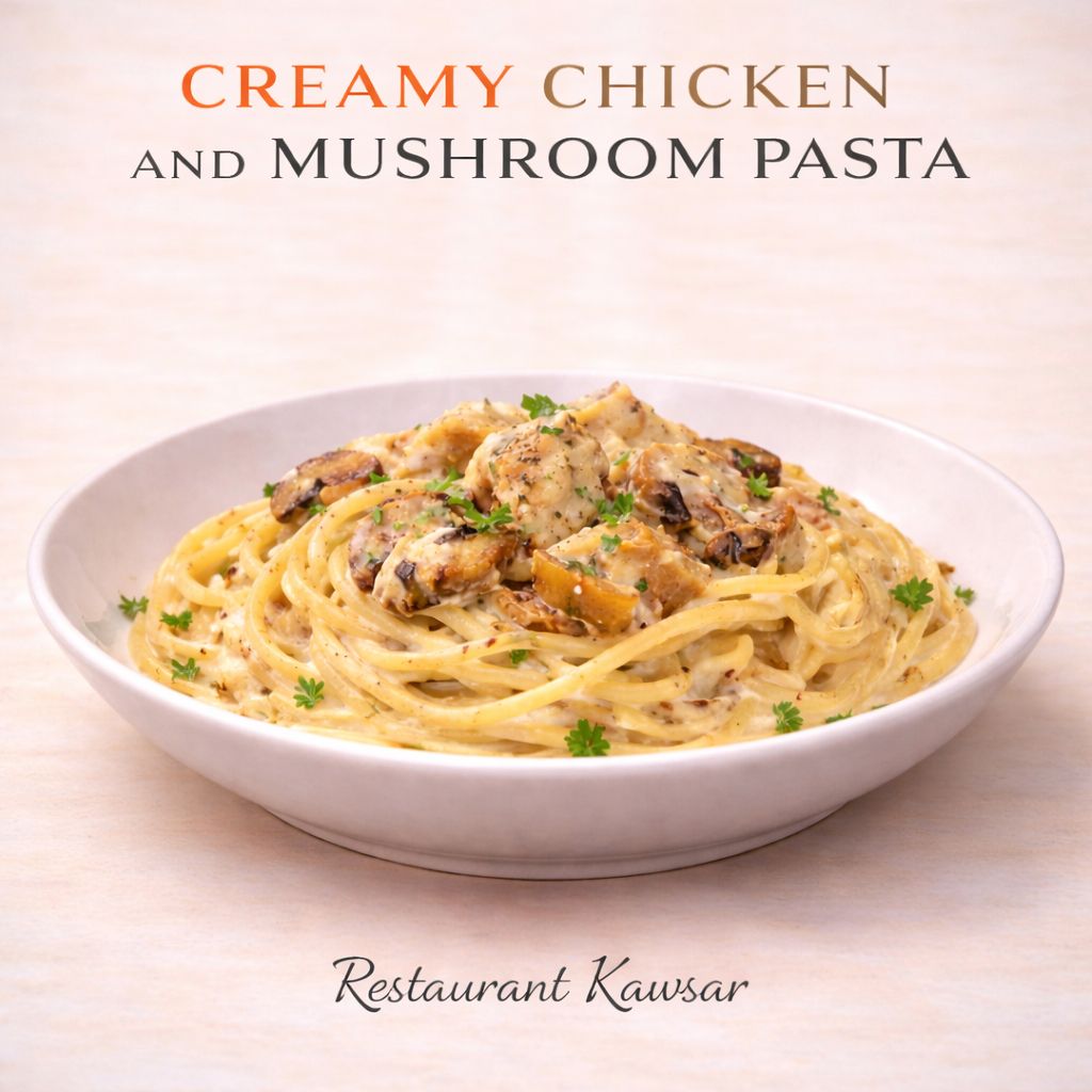 CREAMY CHICKEN AND MUSHROOM PASTA