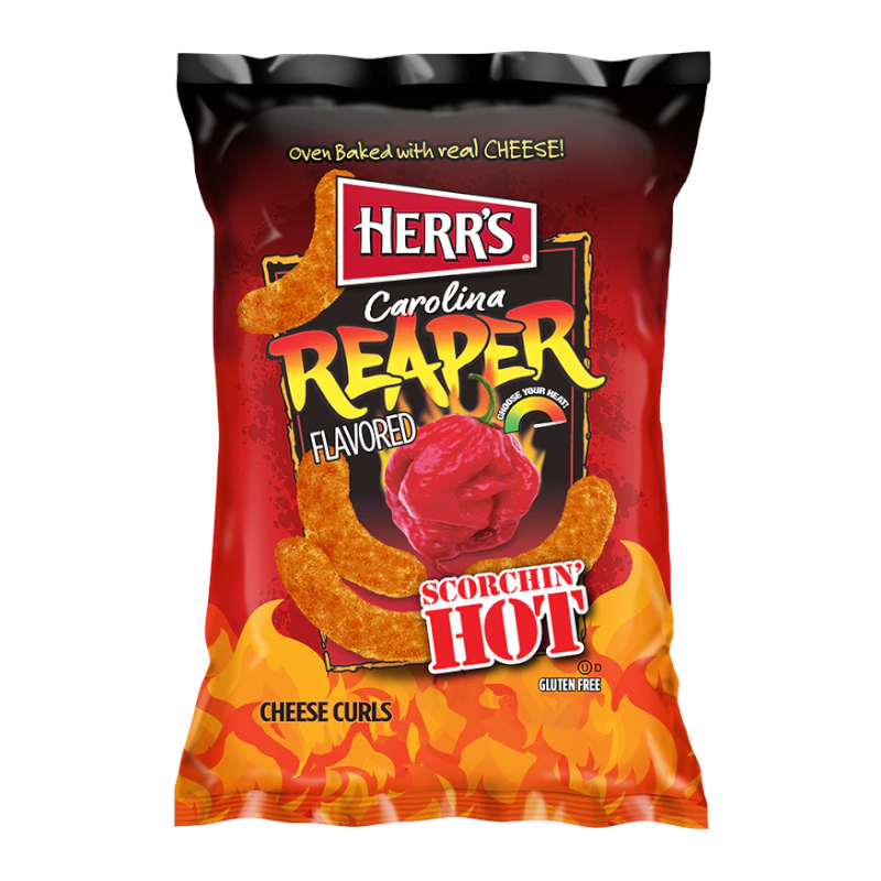 Herr&#39;s Carolina Reaper Pepper Flavoured Cheese Curls LARGE