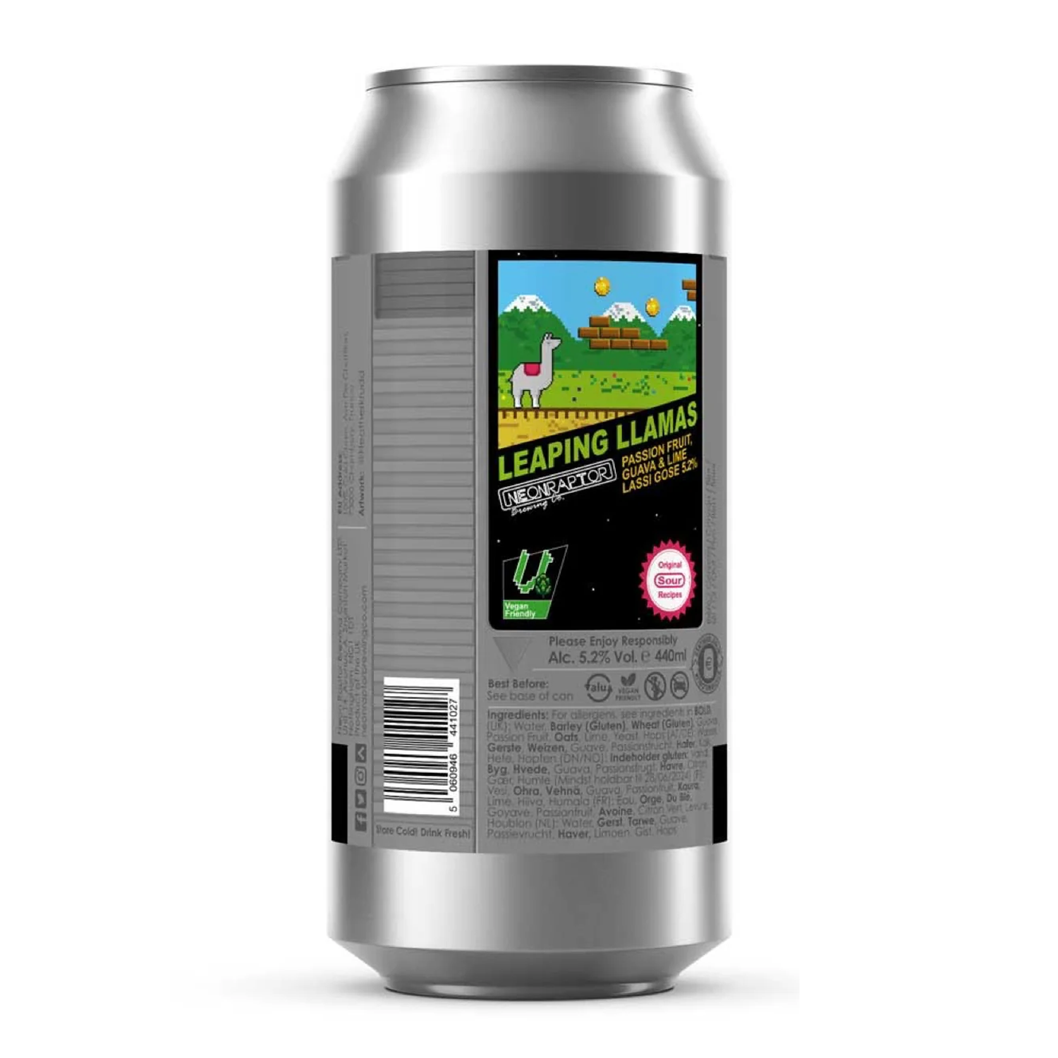 Neon Raptor Leaping Llamas Passion Fruit Guava &amp; Lime Lassi Gose