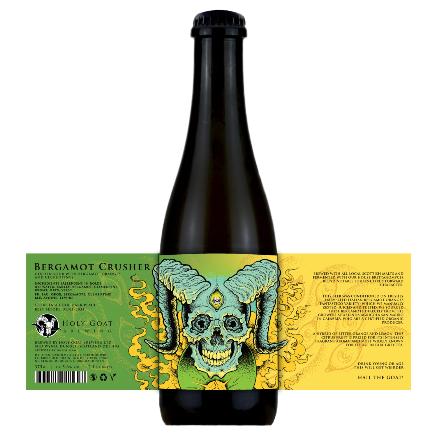 Holy Goat Bergamot Crusher Golden Sour with Bergamot Orange &amp; Clementine
