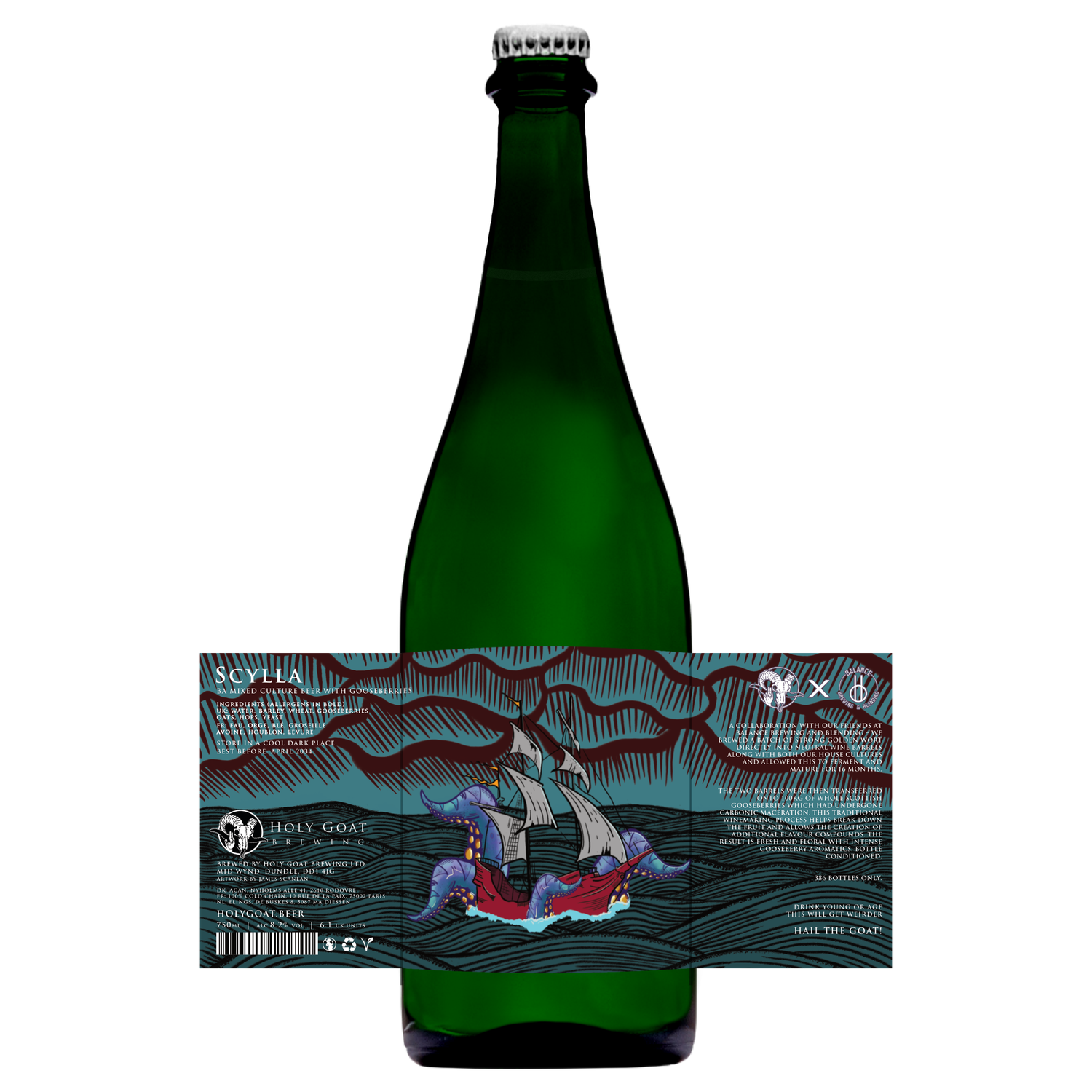 Holy Goat x Balance Scylla BA Mixed Culture Beer with Gooseberries Holy Goat x Balance Scylla BA Mixed Culture Beer with Gooseberries