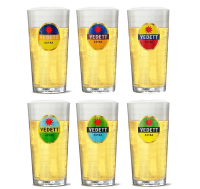 Vedett Extra HALF PINT Glasses 6 Pack