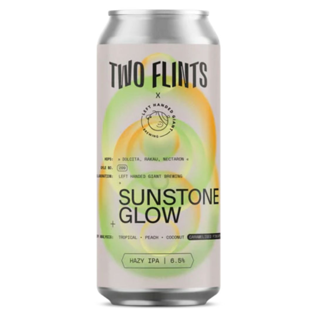 Two Flints x Left Handed Giant Sunstone Glow Hazy IPA Two Flints x Left Handed Giant Sunstone Glow Hazy IPA