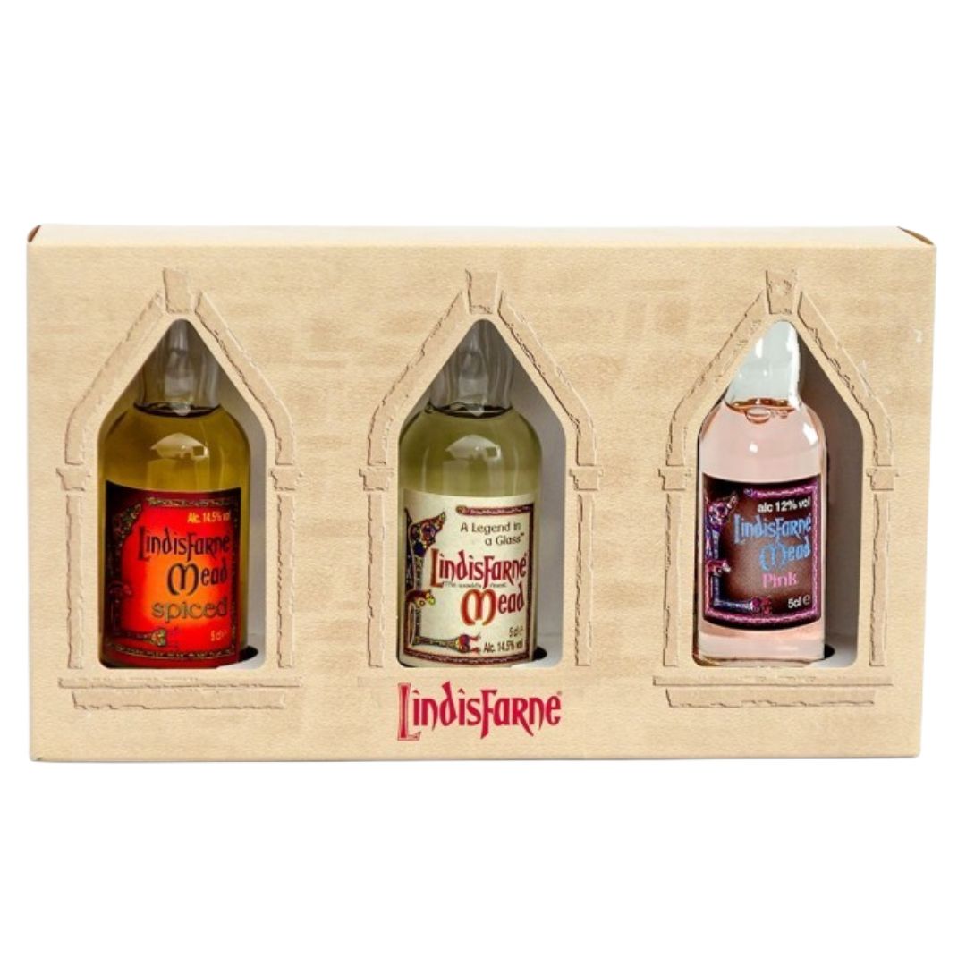 Lindisfarne Gift Pack (Spiced, Original &amp; PINK Meads) 3 x 5cl