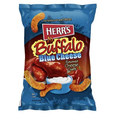 Herr's Buffalo Blue Cheese Flavoured Cheese Curls LARGE Herr's Buffalo Blue Cheese Flavoured Cheese Curls LARGE