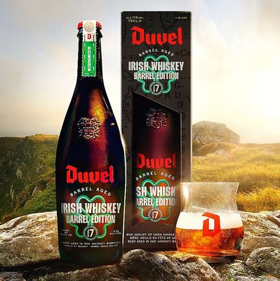 Duvel Irish Whiskey Barrel-Aged Bottle, Giftbox with Glass Duvel Irish Whiskey Barrel-Aged Bottle, Giftbox with Glass