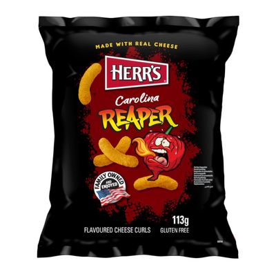 Herr's Carolina Reaper Pepper Flavoured Cheese Curls 113G Herr's Carolina Reaper Pepper Flavoured Cheese Curls 113G