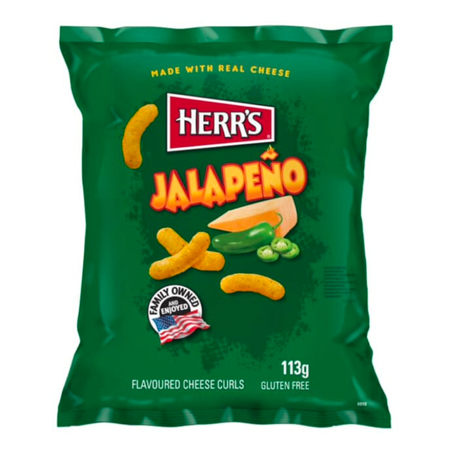 Herr's Jalapeno Flavoured Cheese Curls 113G Herr's Jalapeno Flavoured Cheese Curls 113G