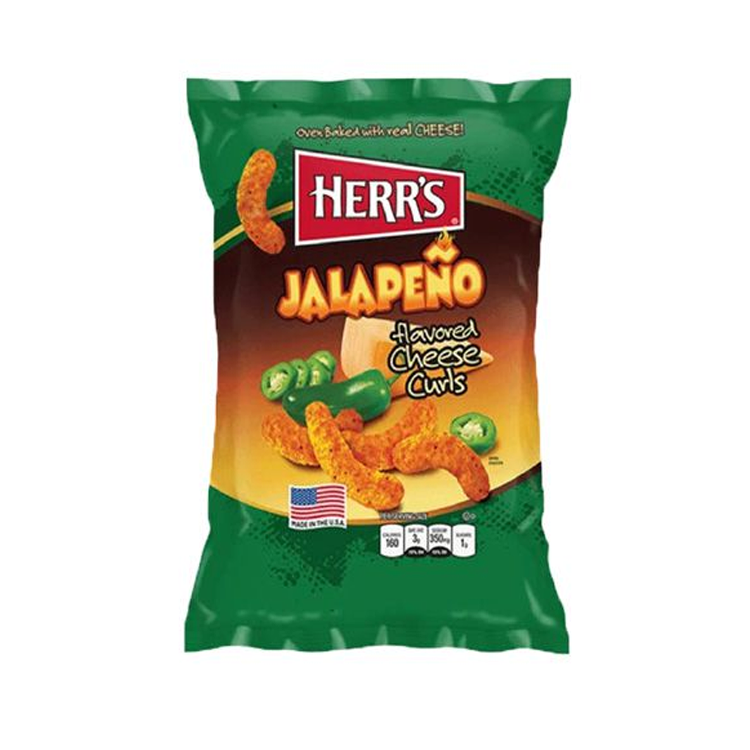 Herr's Jalapeno Flavoured Cheese Curls 28G Herr's Jalapeno Flavoured Cheese Curls 28G