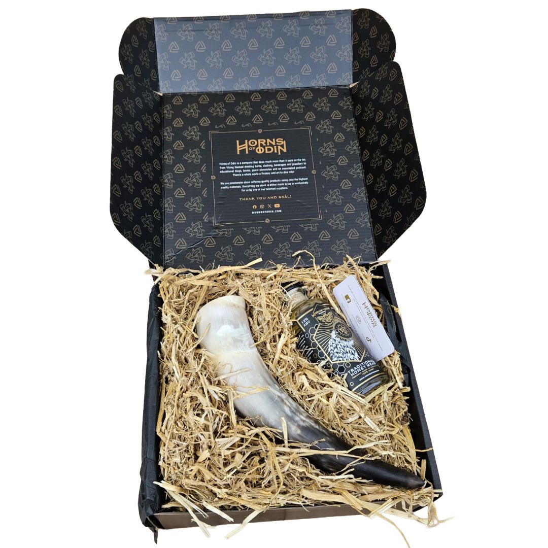Horns of Odin SMALL Viking Drinking Horn & Mead Gift Set Horns of Odin SMALL Viking Drinking Horn & Mead Gift Set