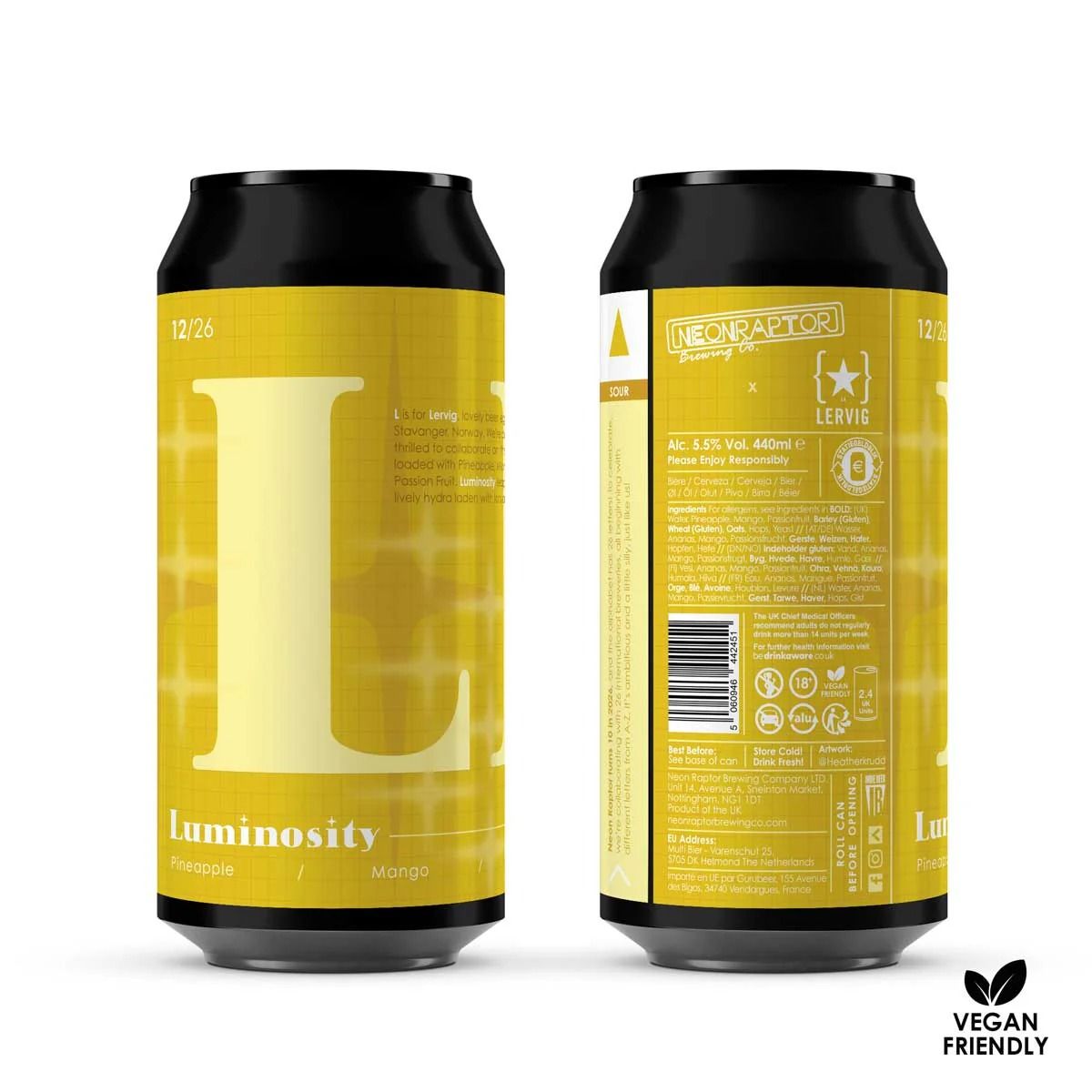 Neon Raptor x Lervig // Luminosity Pineapple, Mango and Passionfruit Sour Neon Raptor x Lervig // Luminosity Pineapple, Mango and Passionfruit Sour