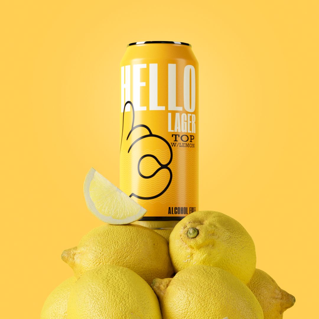 Hello Lager Top W/Lemon Alcohol Free Lager Hello Lager Top W/Lemon Alcohol Free Lager