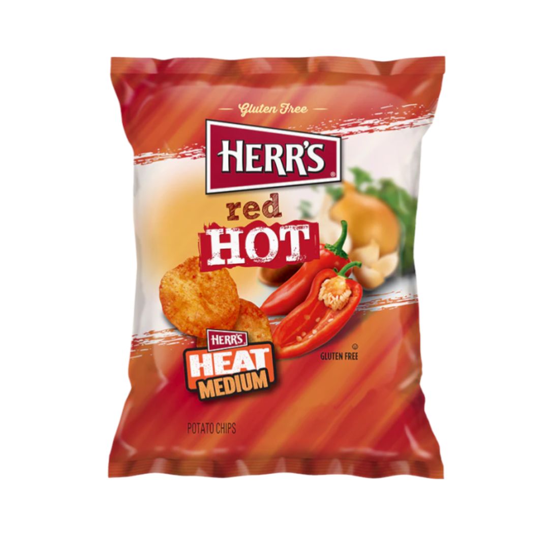Herr's Red Hot Medium Heat Potato Chips 28g Herr's Red Hot Medium Heat Potato Chips 28g