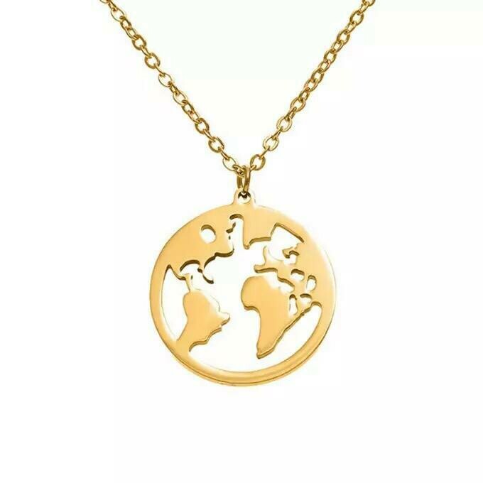 Amastouchwhenever World Travel Love Rose Gold Colour Necklace.
