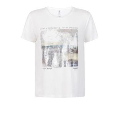 ZOSO VALERIE T-SHIRT WITH PRINT - OFFWHITE/NAVY